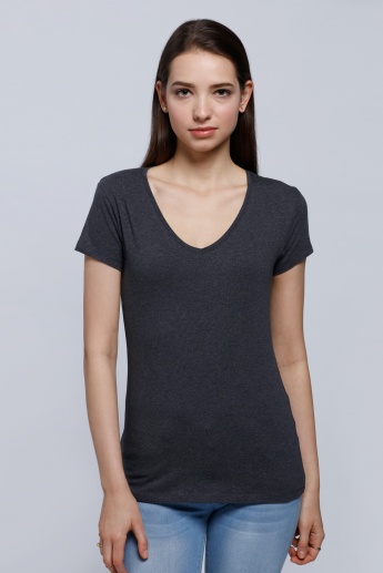 V-Neck T-Shirt with Short Sleeves 