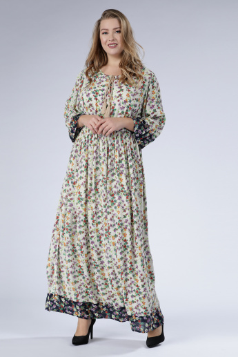 Shop Printed Maxi Dress With 3 4 Sleeves Online Centrepoint Bahrain