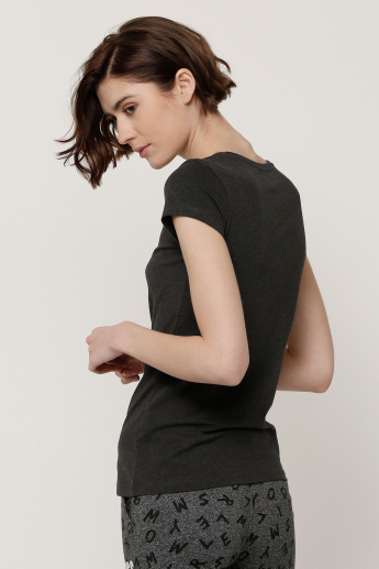 Plain T-Shirt with Crew Neck and Cap Sleeves