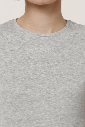 Plain T-Shirt with Crew Neck and Cap Sleeves