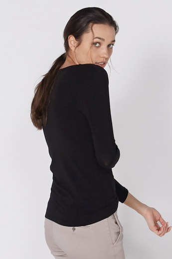 V-Neck T-Shirt with Long Sleeves