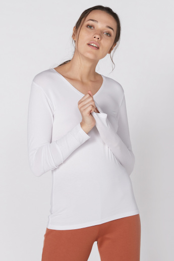 V-Neck T-Shirt with Long Sleeves